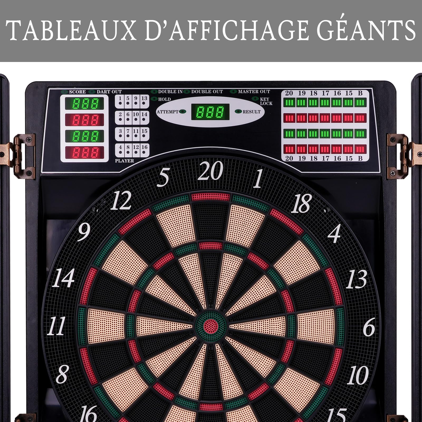 Cible de fléchettes électronique numérique LED pour Adultes avec Armoire et 12 fléchettes à Pointe Souple