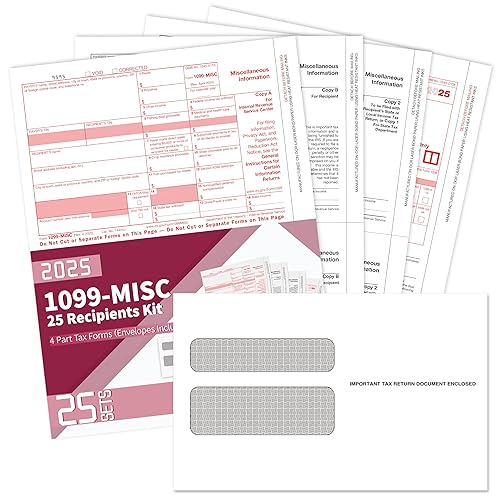 1099 Misc Forms 2025 with Envelopes, 25 2025 1099 Misc