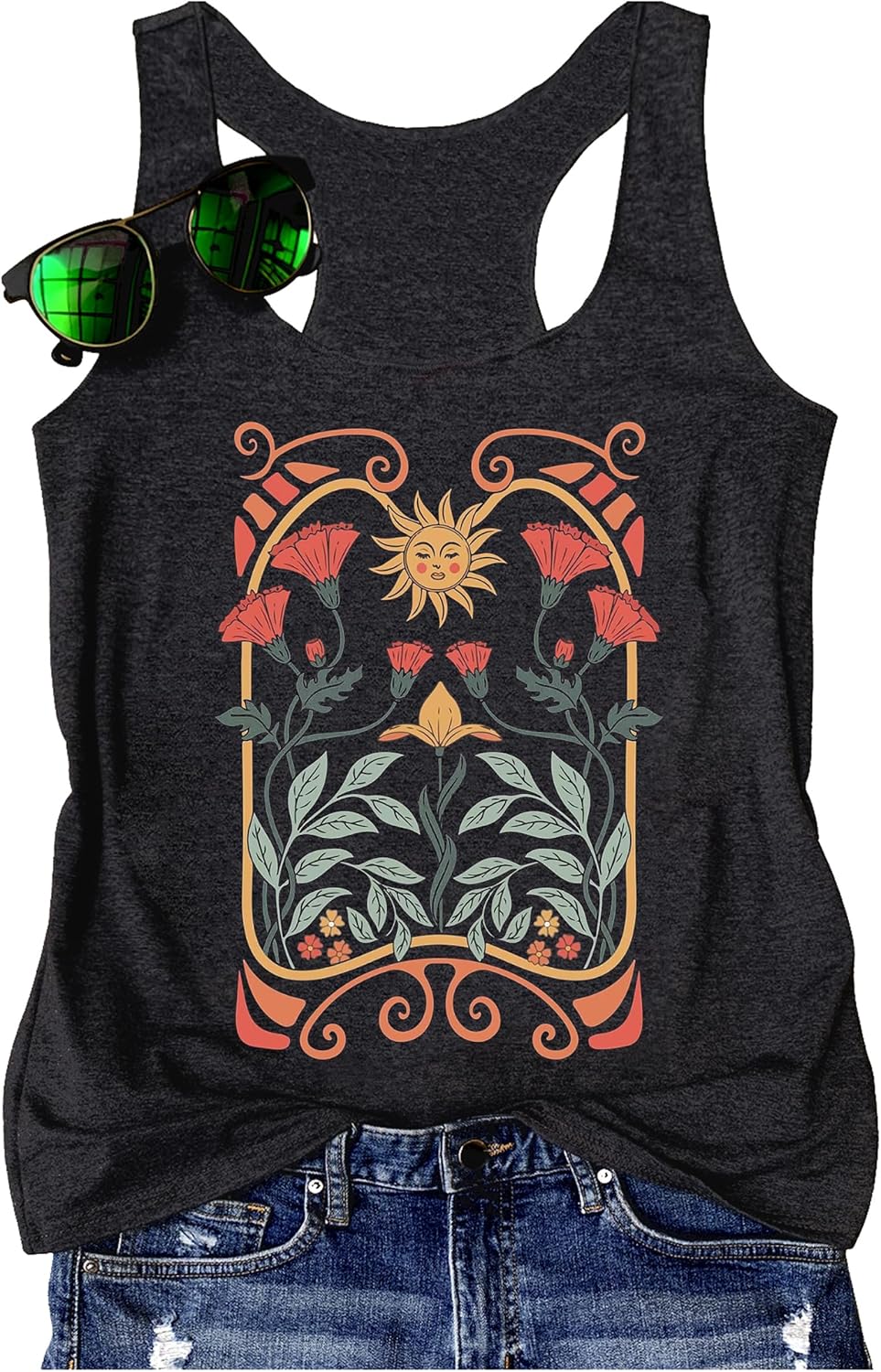 Country Concert Tank Tops Women Vintage Sunshine Racerback Tank Tops Summer Casual Classic-Fit Sleeveless T Shirt Cami