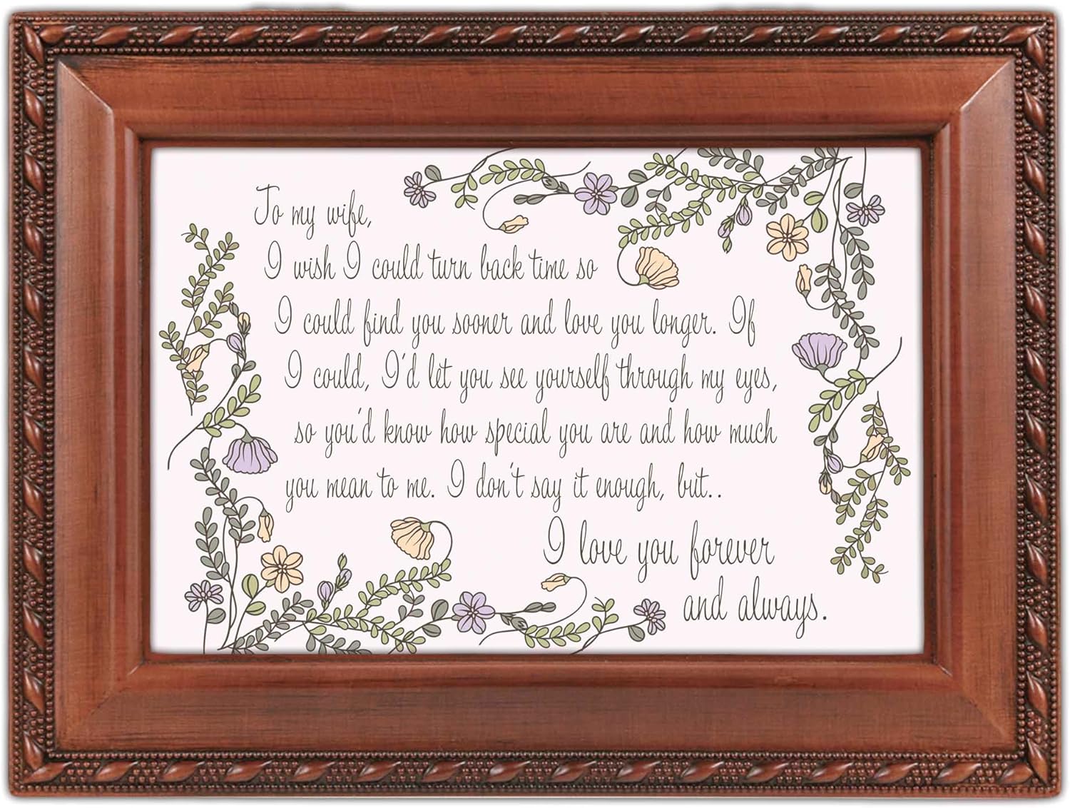Cottage Garden Musical Trinket Photo Jewelry Box Plays Tune Wonderful World 6 x 8 Inch Acrylic and Glass to My Wife