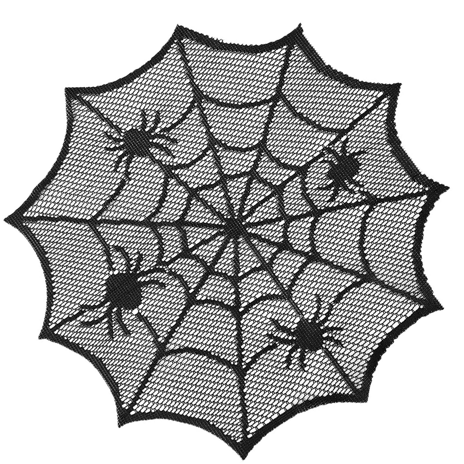 Round Spiders Webs Laces Placemat Soft Polyester Cobwebs Table Mats for Dining Ambiances Spiders Webs Placemat