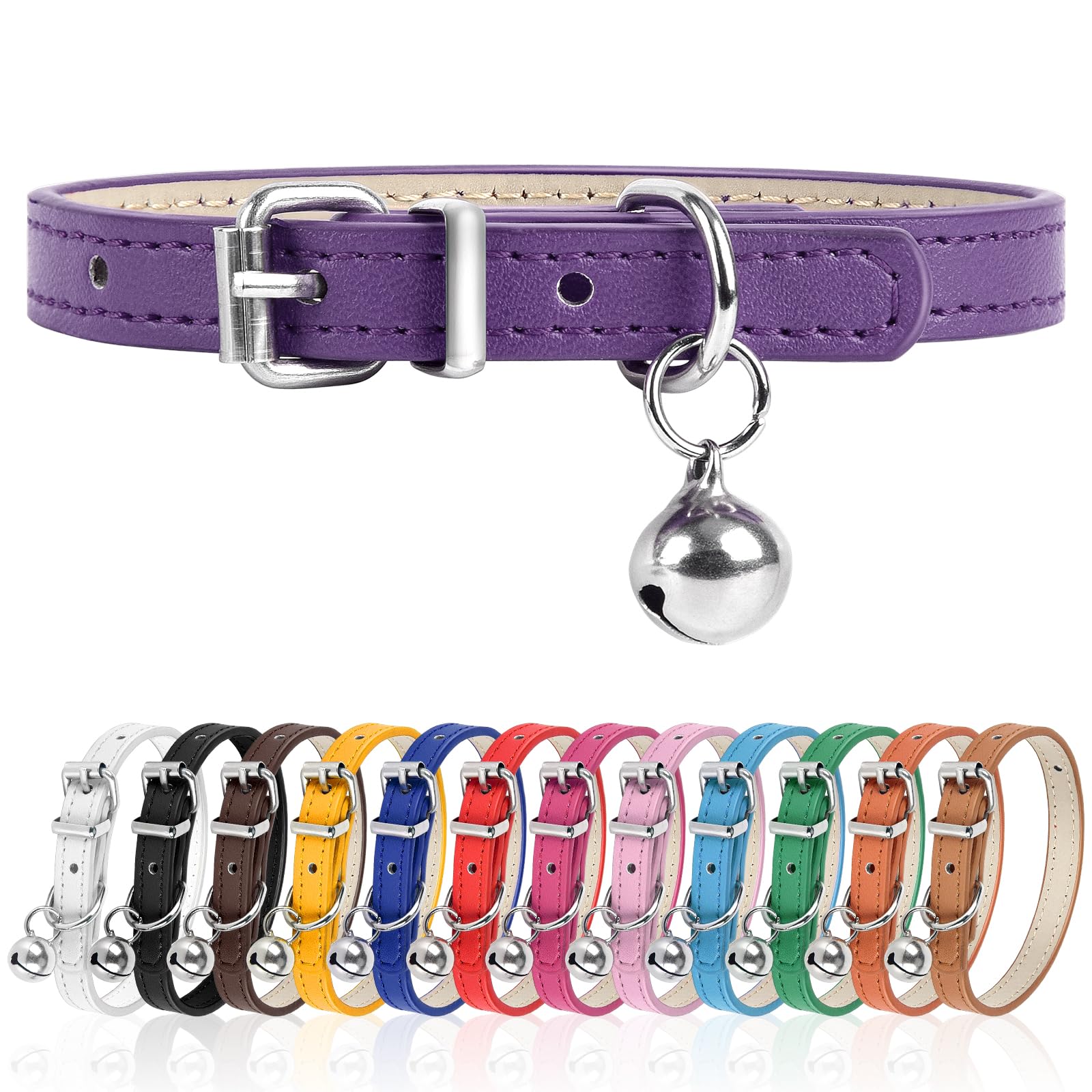 XXS Dog Collar for Teacup Adjustable Teacup Dog Collar for Small Medium Large Dogs 3/8 inch Width (Purple, XXS)