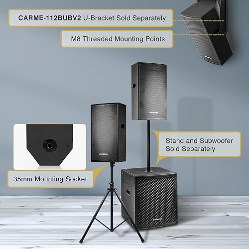 Miniatura 6 de Sound Town CARME Series - Altavoz profesional PA DJ de 12 pulgadas, 2 vías, color negro con controlador de compresión para instalaciones, sonido en