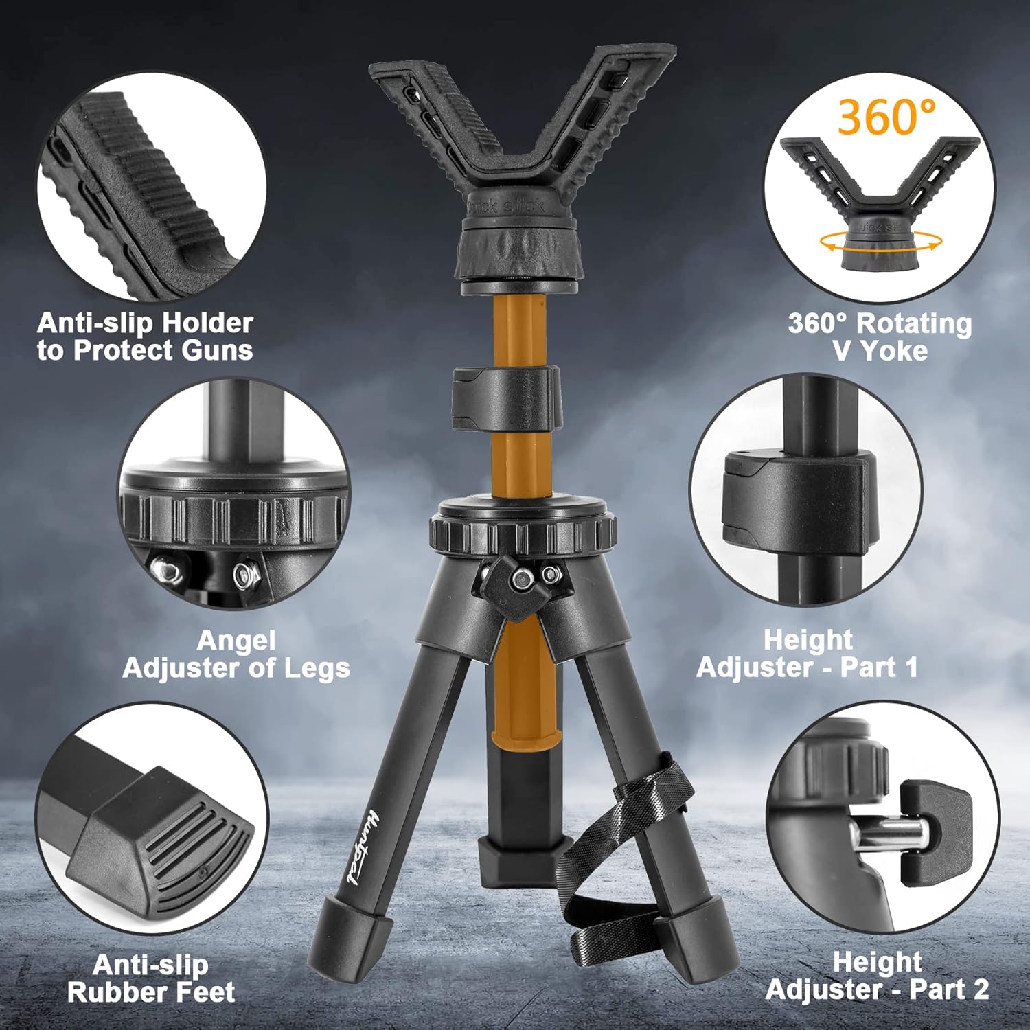 Set of Portable Shooting Rest Rapid Rifle Rest Tripod & Ultralight Rifle Clamp Saddle Aluminum Tripod Mount