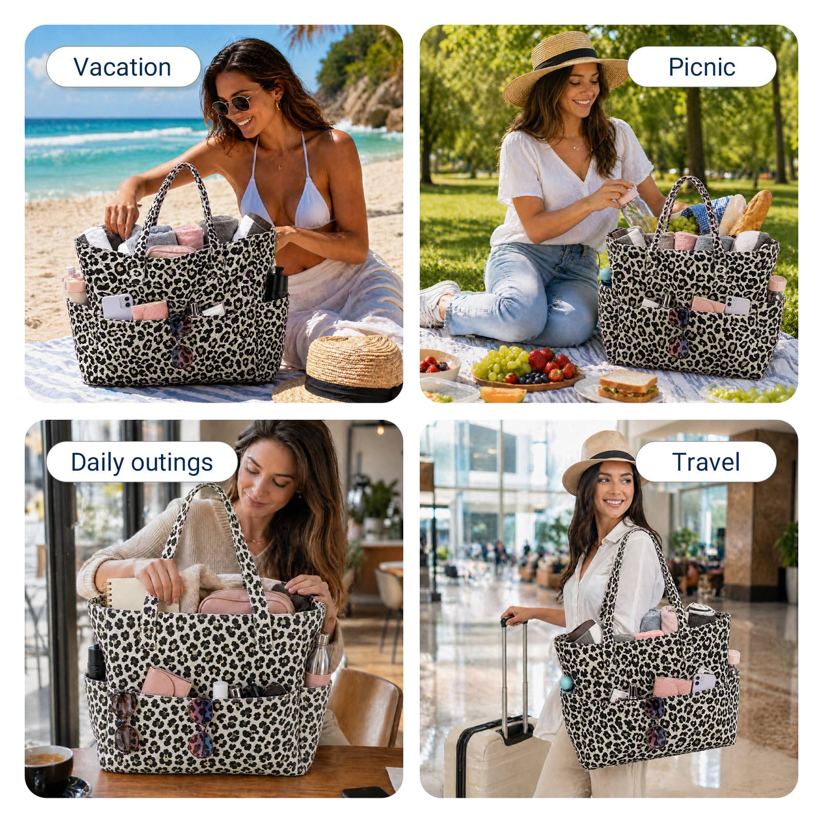 dellyy Borsa Mare Grande XXL, Borsa Spiaggia Donna Impermeabile e Antisabbia con Cerniera, Grande Capacità, Tasche Multiple, Tote Mare per Vacanze, Piscina e Tempo Libero