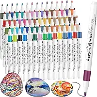 Kit 60 Canetas Acrílicas para Pintura, Marcadores Acrílicos de Tinta Permanente Canetinha Posca para Madeira Tecido Tela Pedra Vidro Cerâmicas Desenho Artístico