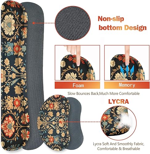 Miniatura 5 de ARTSO Juego de alfombrillas de escritorio, alfombrilla de mouse extendida para juegos con soporte para muñecas + reposamuñecas para teclado +