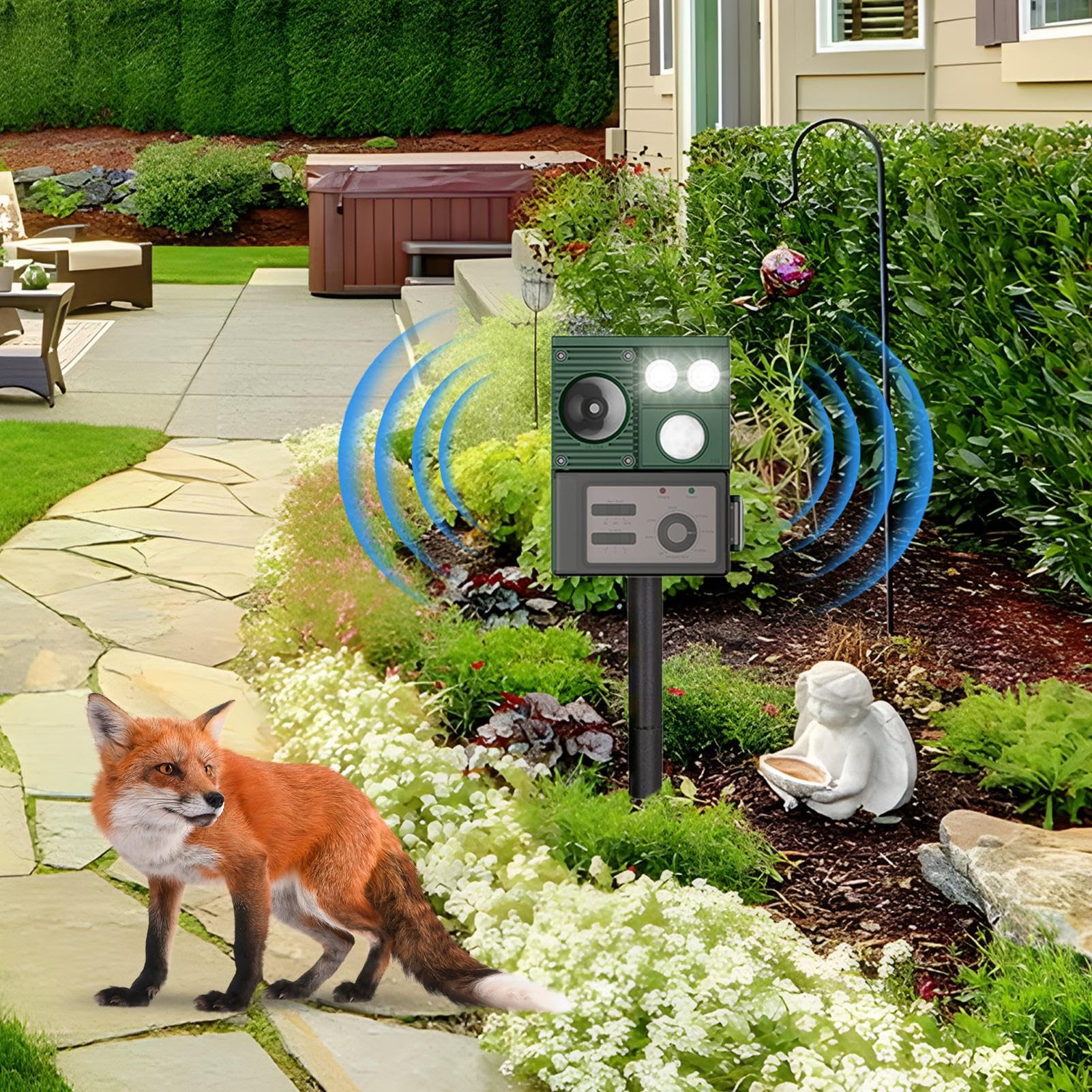 Repellente Solare Per Animali Dispositivo Di Allerta Impermeabile Con | Repellente Per Gatti Ad Energia Solare Per Uso Esterno Per Prato Frutteto Giardino E Cortile