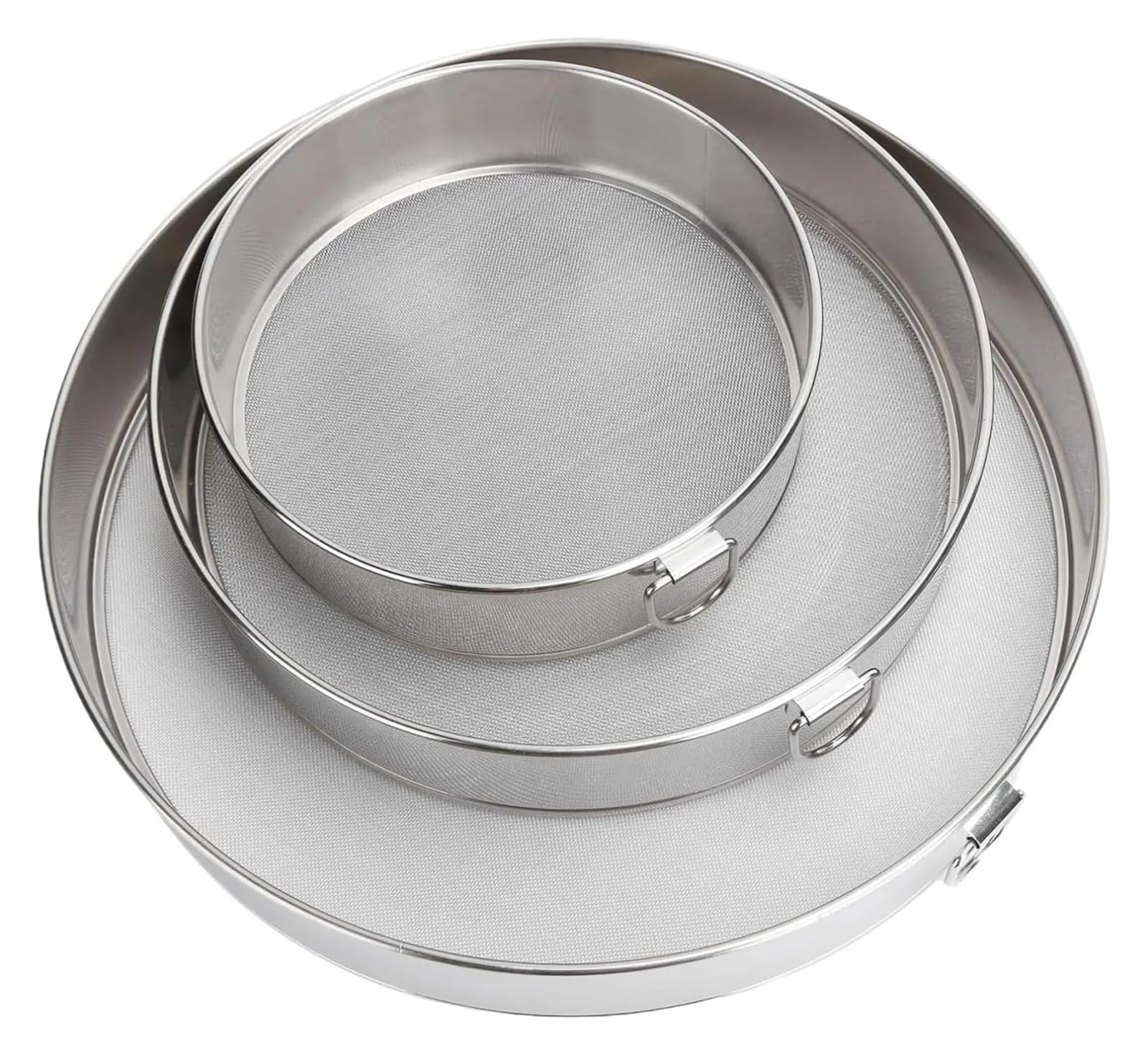 Sita do mąki ze stali nierdzewnej, Przesiewacz do mąki ze stali nierdzewnej 304 z drobnymi oczkami, ciasta, pieczenie, gotowanie, srebro 15-25 cm(Silver 25cm)