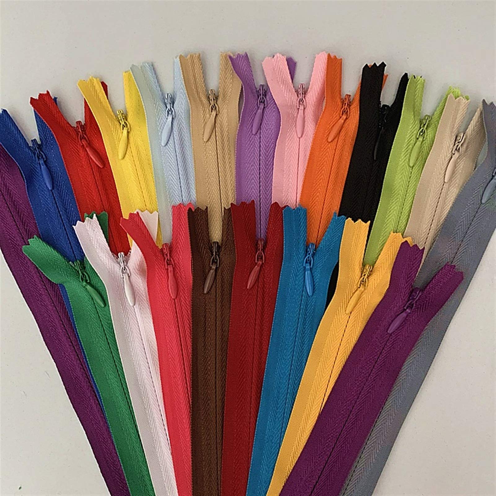Plastic Zipper 10pcs 3# Concealed, Nylon Sewing Zip Ring, 20-60cm(Mix,35cm)