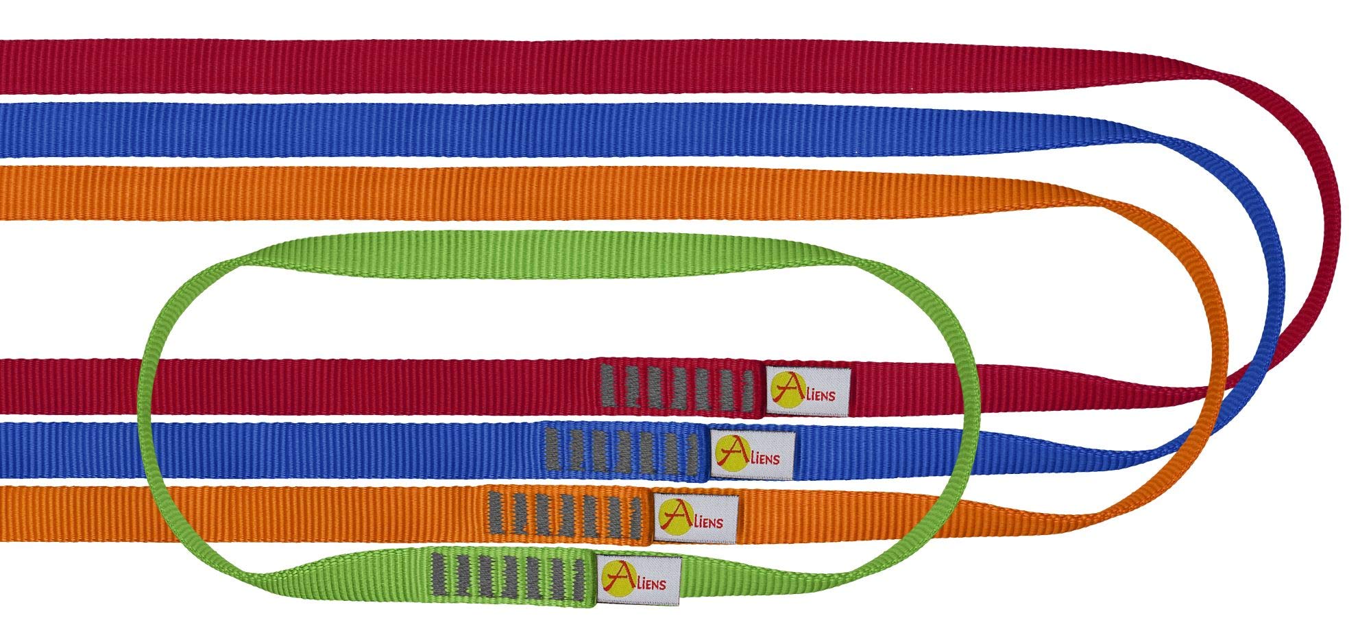 AliensLoop Set Open Sling (Breaking Load 22 kN/2200 kg, 16 mm Width), Colour: Set of 4 (30/60/80/120 cm)