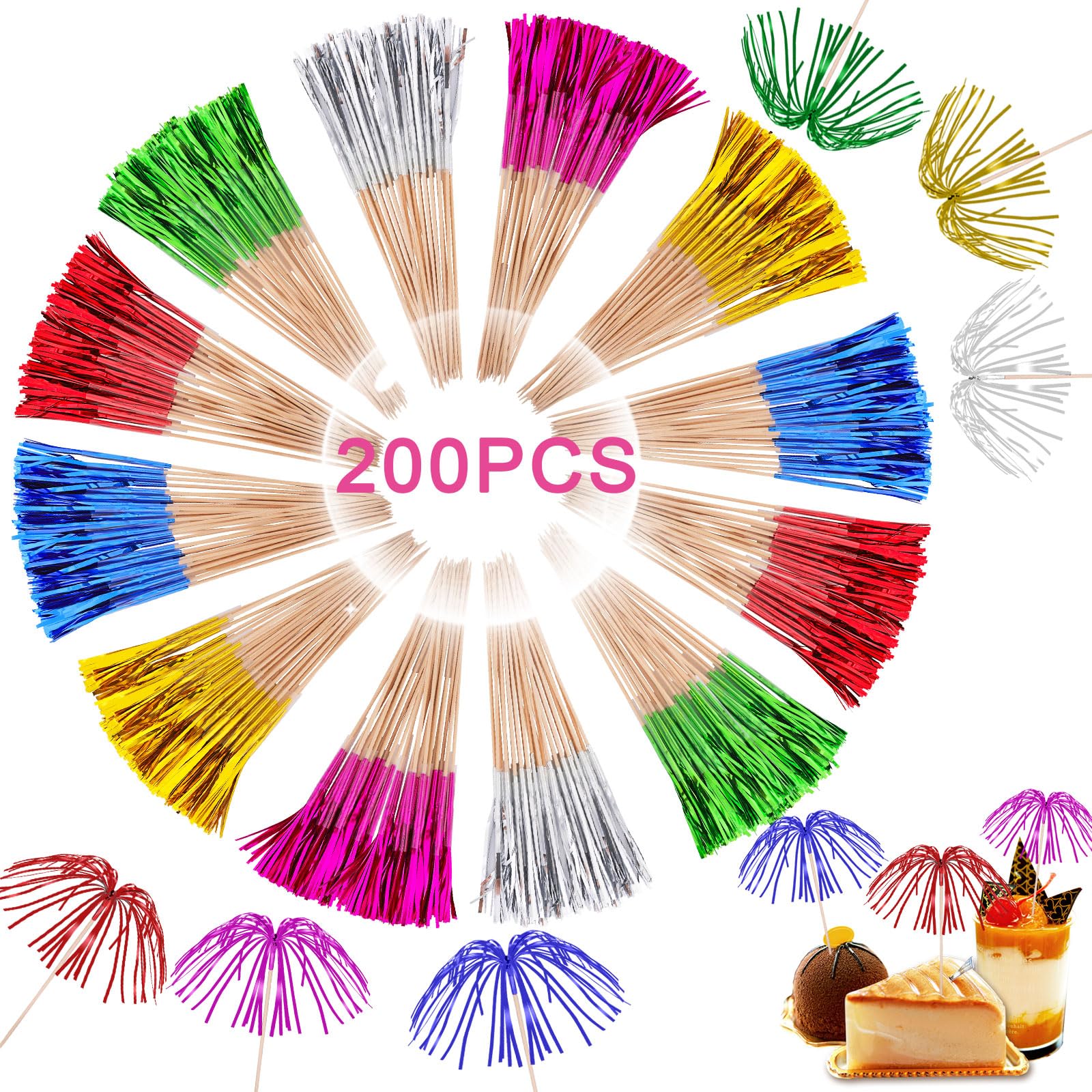 200 PCS Palm Tree Picks, Cocktail Accessories for Drinks 23cm