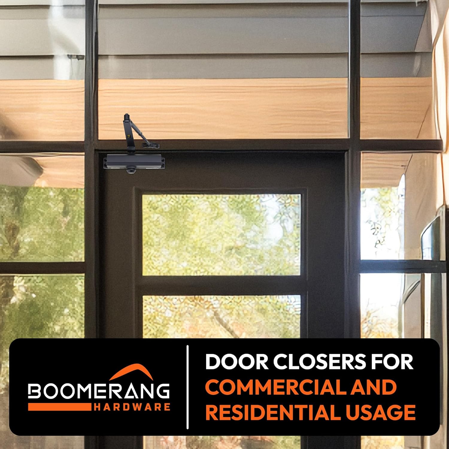 Boomerang Medium Duty Automatic Commercial Door Closer - D703 Hydraulic UL 3 hr. Fire Rated Closer, Surface-Mounted Size 3 for Home & Light Commercial Doors, Matte Black (US19)