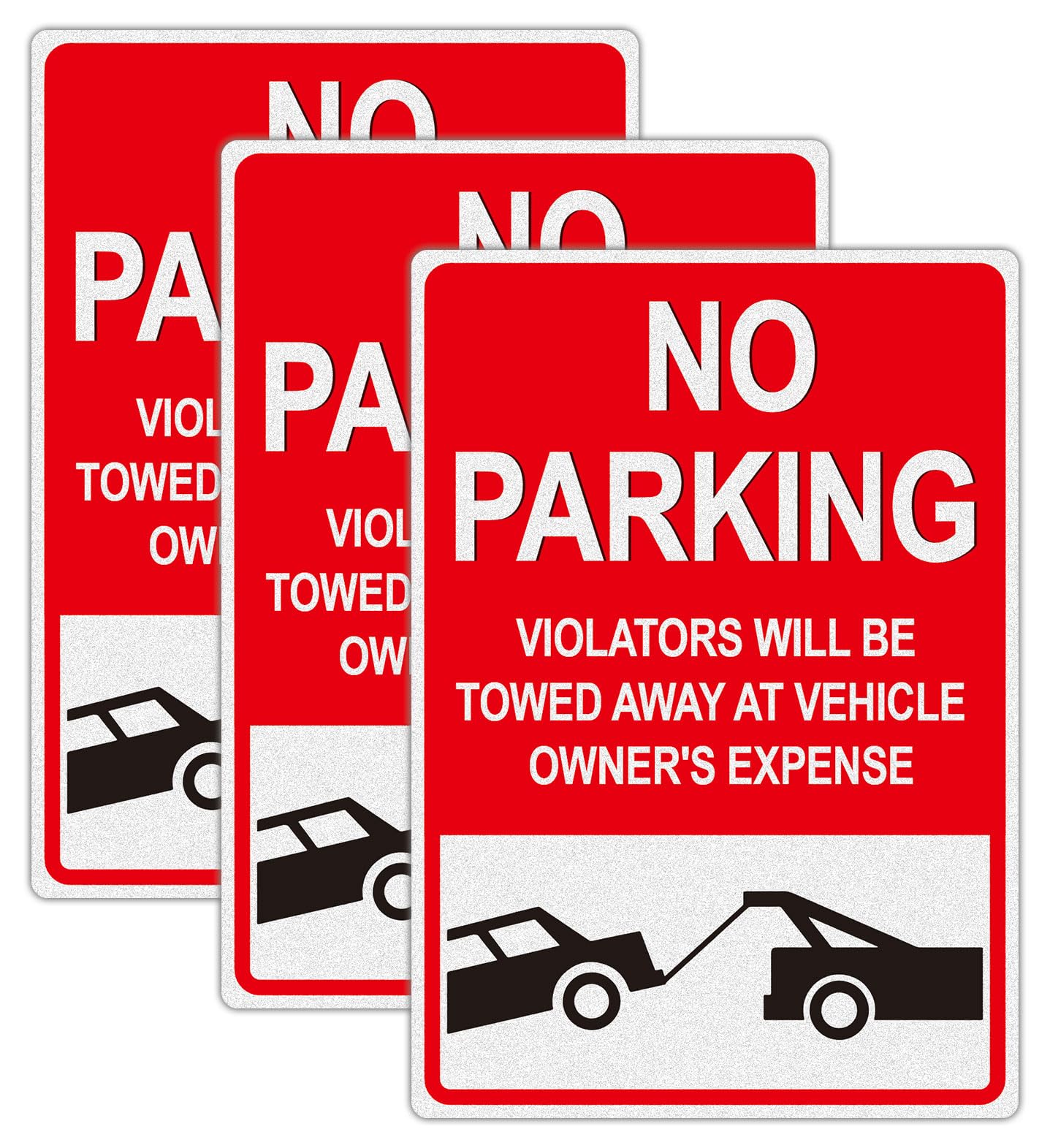 No Parking Signs Will Be Towed, 3 Pack 7x10 Inch No Parking Sign Vinyl Sticker, Violators Will Be Towed Away at Vehicle Owner’s Expense, Non Metal