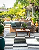 Vista 15 de Unique Loom - Alfombra de área de la colección Outdoor Striped - Rayada (5' 1" x 8' Rectangular, Verde/Marfil)