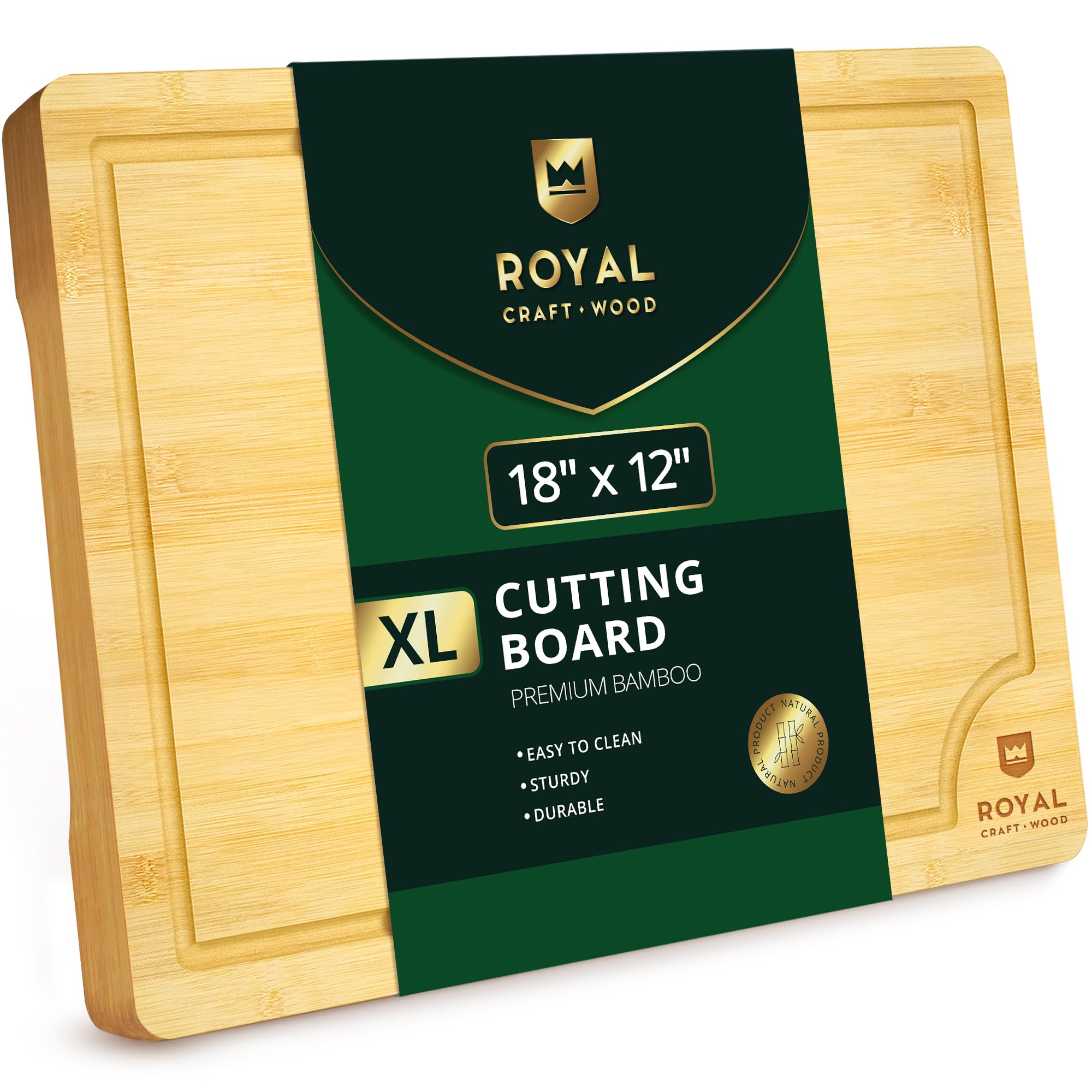 UPYOG Organic Bamboo Cutting Board with Juice Groove, Best Kitchen Chopping Board for Meat (Butcher Block), Cheese and Vegetables | Extra Large & Thick | Antibacterial Heavy Duty w/Handles