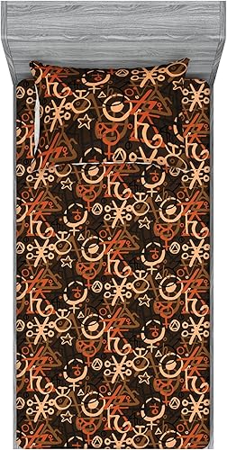 Miniatura 29 de Ambesonne Floral Fitted Sheet & Pillow Sham Set, Retro Wave Inspired Flower Motif with Space Inspired Effects Print, Decorative Printed 3 Piece Dark