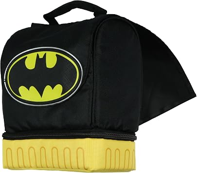 DC Comics Batman Lunch Box Dual Compartment Insulated 3D Cape Food Bag 10"