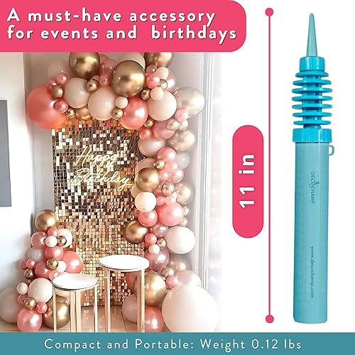 Miniatura 7 de by DECOCHAMP Deco Pumps Mini - Mini bomba de aire de doble acción de 2 vías, inflador manual de globos, bomba de aire portátil para globos bomba