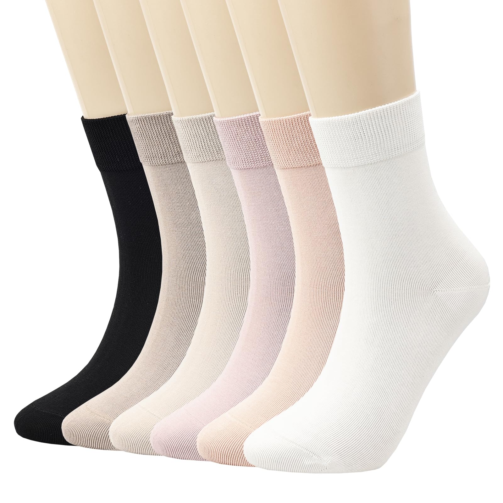 Mcool Mary Womens Crew Socks Ankle Thin Soft Cotton Casual Crozy Solid Bootie Socks for Women 6 Pack