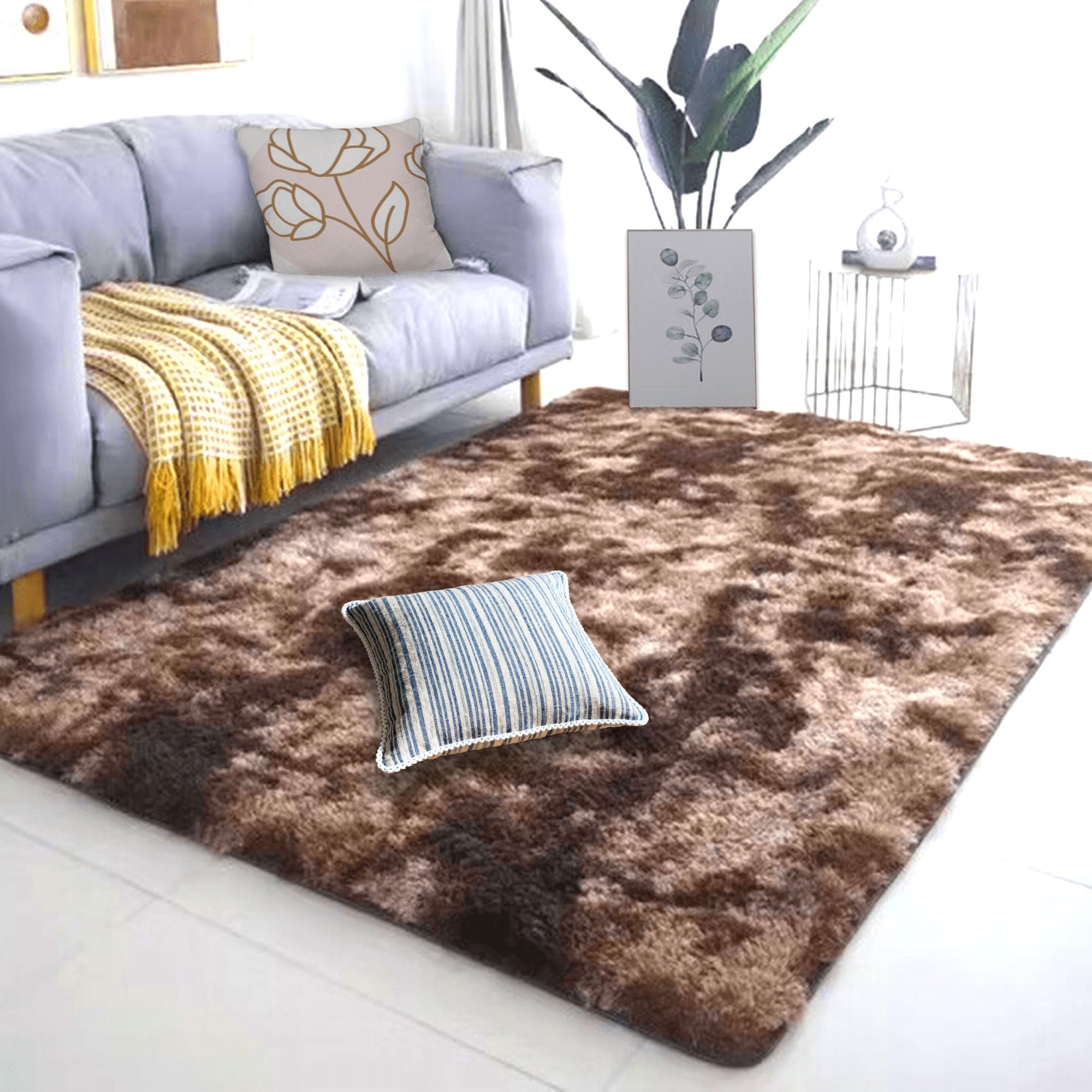 Grande natte moderne marron 270x420 cm tapis chambre antidérapant haute densité