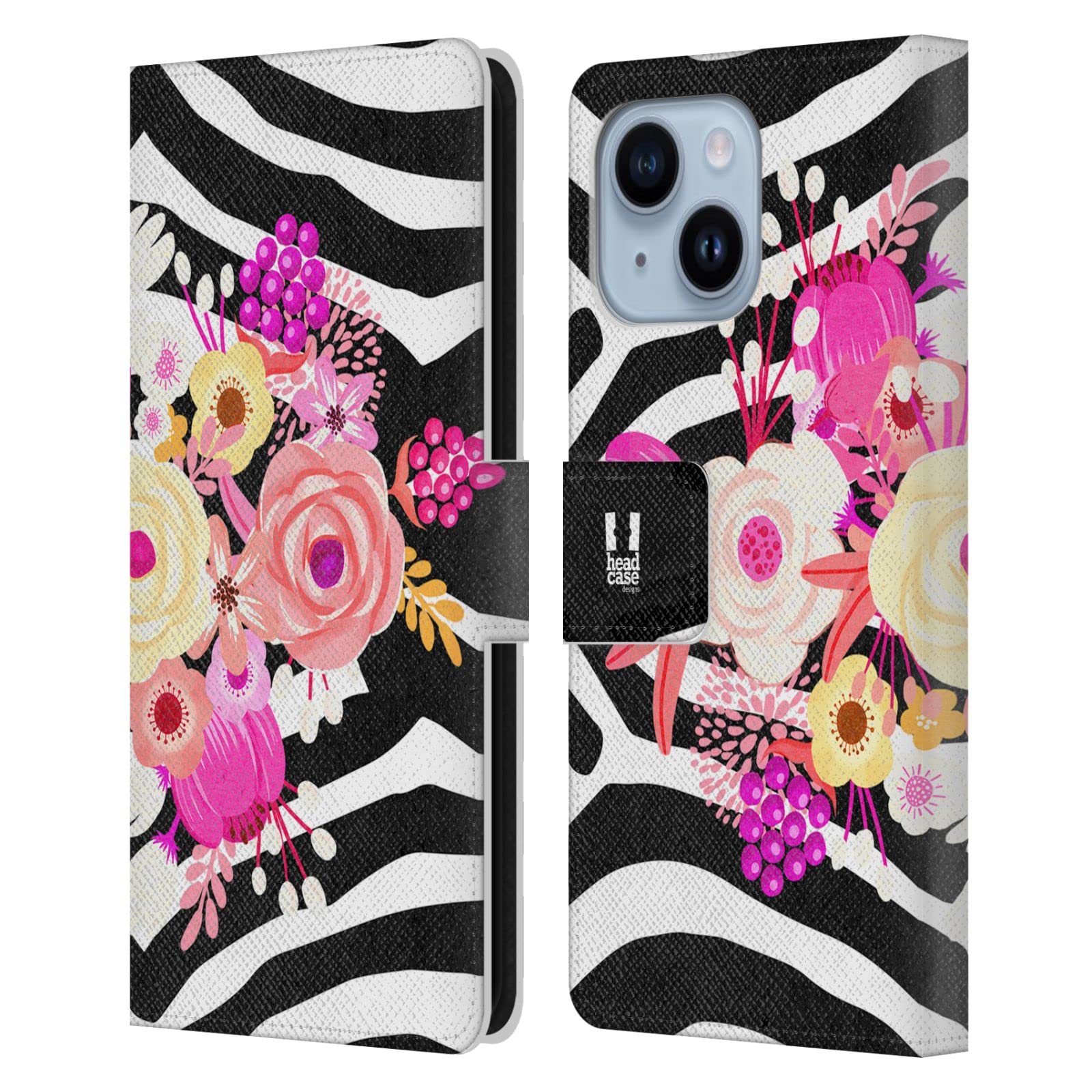 Carcasa de cuero iPhone 14 Plus Head Case Designs flores antiguas 7