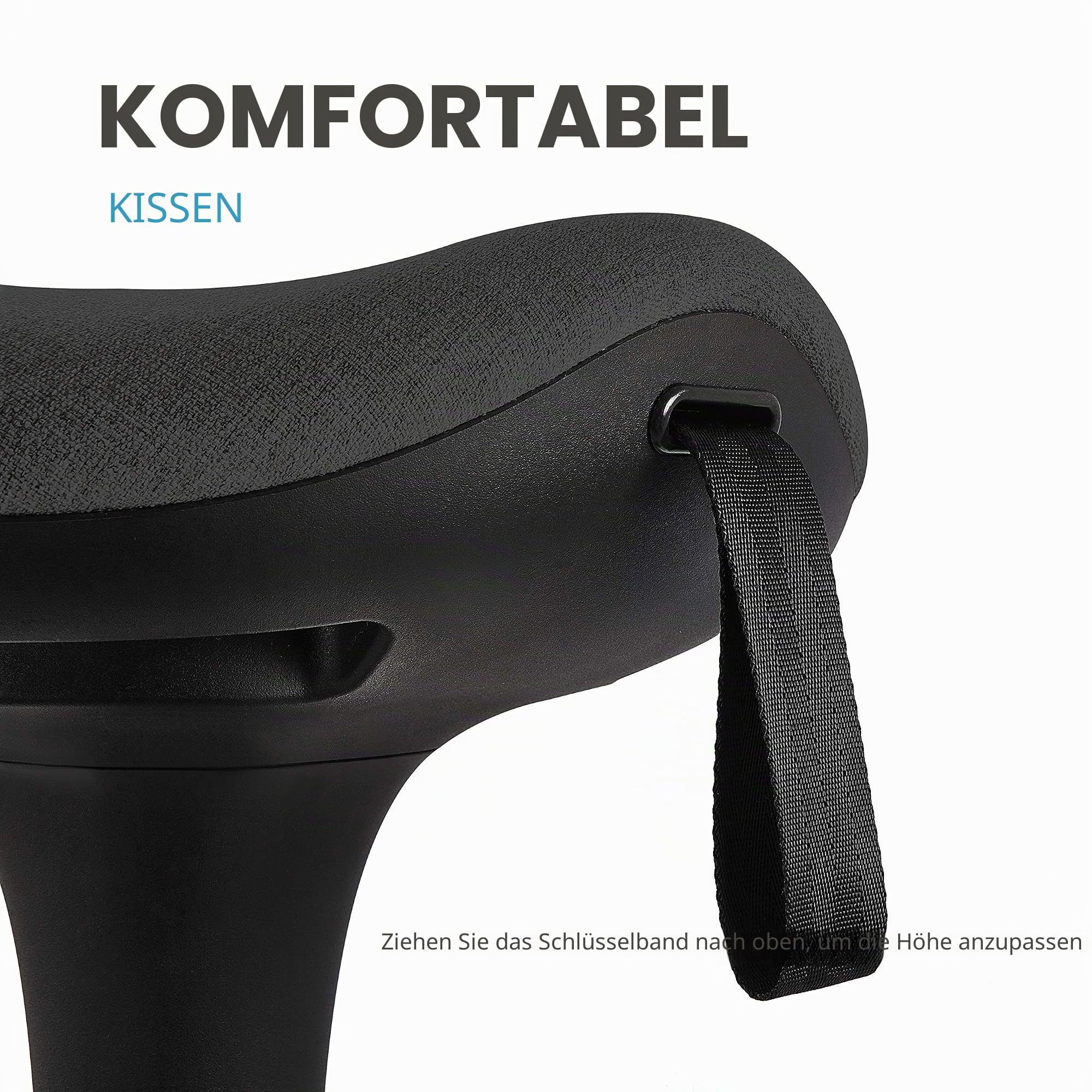 IWMH Ergonomischer Arbeitshocker, Hochverstellbare Stehhilfe, Atmungsaktiver Sitz-Steh-Hocker 360° Drehbar, Ergonomische Stehhocker Büro(Schwarz)