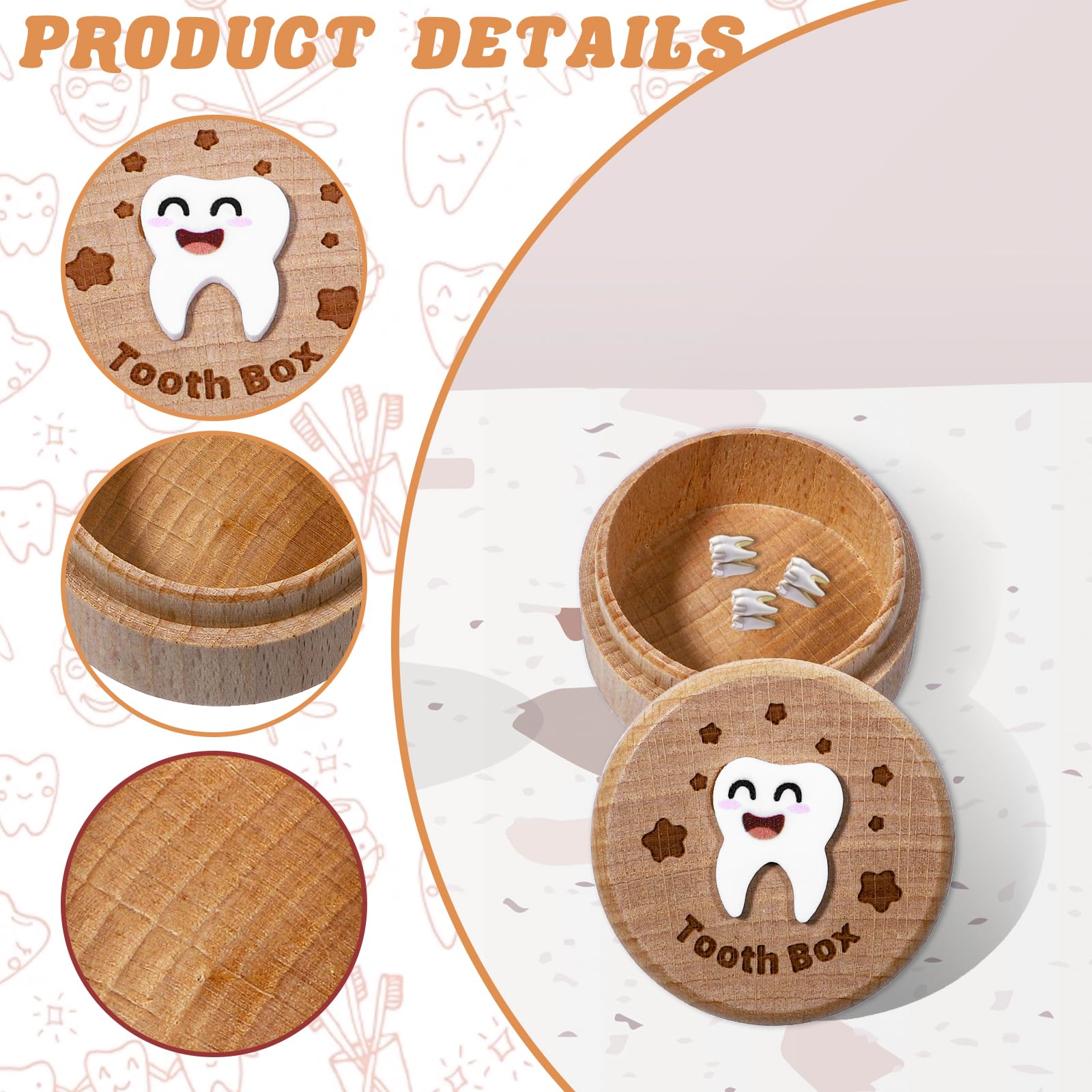 Caja de hada de dientes para niños, soporte de madera tallada en 3D, bonito soporte para dientes perdidos, caja de recuerdo para los primeros dientes perdidos, regalos de hadas para cumpleaños