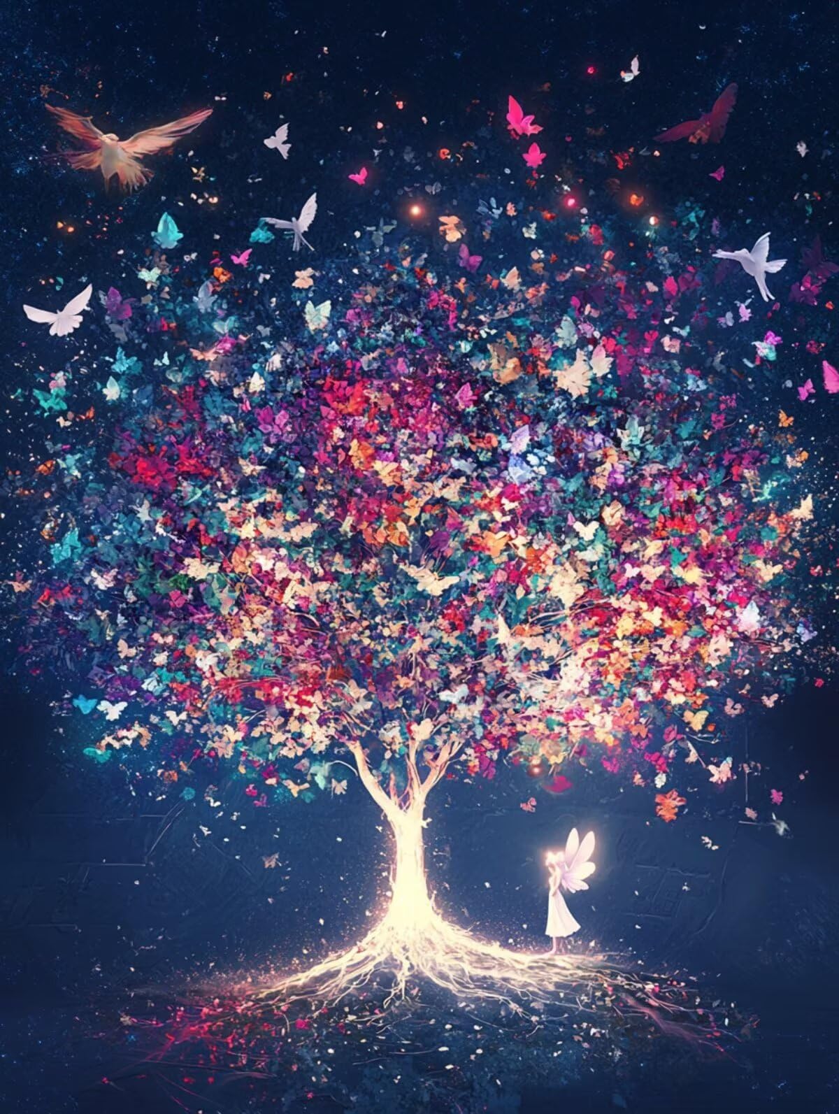 5D Diamond Painting Adulti Albero Rotondo Diamond Painting 40x55cm a-2680 | Mariposa Diamond Painting Kit Completo, Dimensioni Diamantini Crystal Art, Hobby Creativi Adulti Decorazioni da Parete e Casa