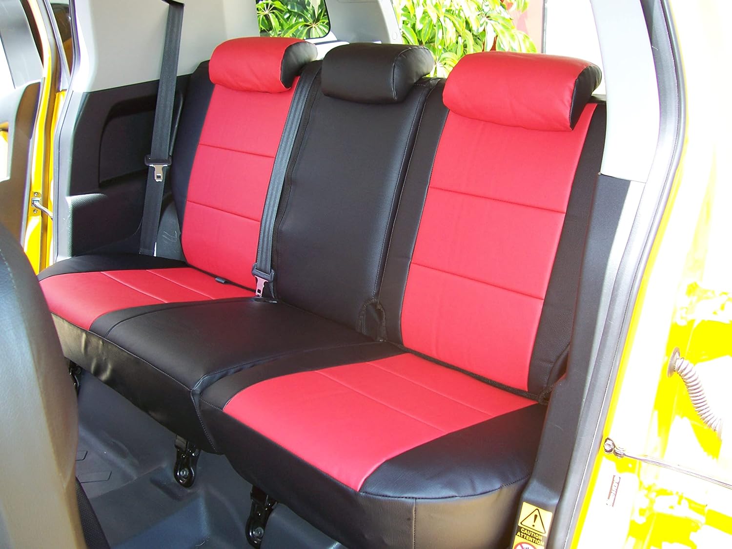 Iggee Artificial Leather Custom Made Original fit Front and Rear seat with Front 2 Armrest Covers Designed for Toyota FJ Cruiser 2007-2010 (Black/Red)