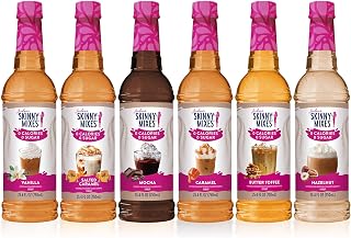 Jordan's Skinny Syrups Sugar Free Coffee Syrup 6-Pack Sampler: Zero Calorie Flavors for Lattes, Shakes & Cocktails - Keto, Gluten & Dairy Free