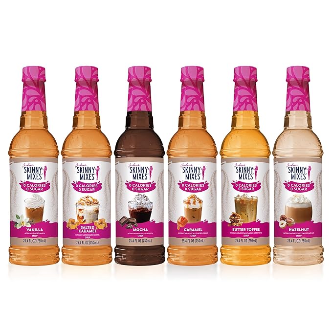 Jordan's Skinny Mixes Sugar Free Coffee Syrup, 6 Sampler Variety