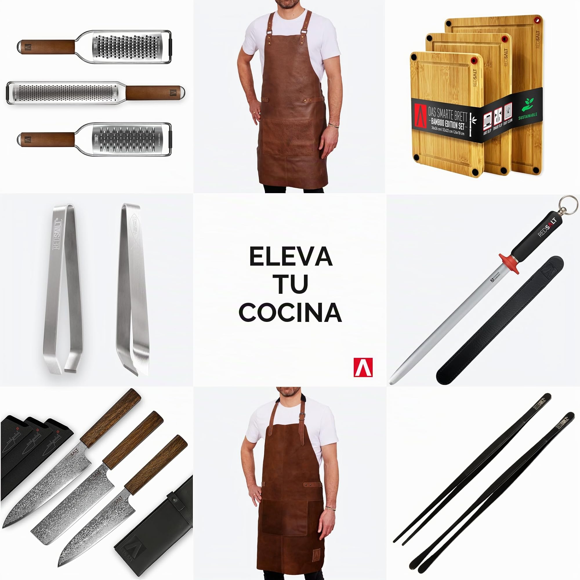 REDSALT® Innovadora tabla de cortar de madera de bambú, grande XL, 50x36x2,5cm, reversible, antideslizante, antibacteriana, surco profundo, tabla prémium para cocina, barbacoa, regalo sostenible