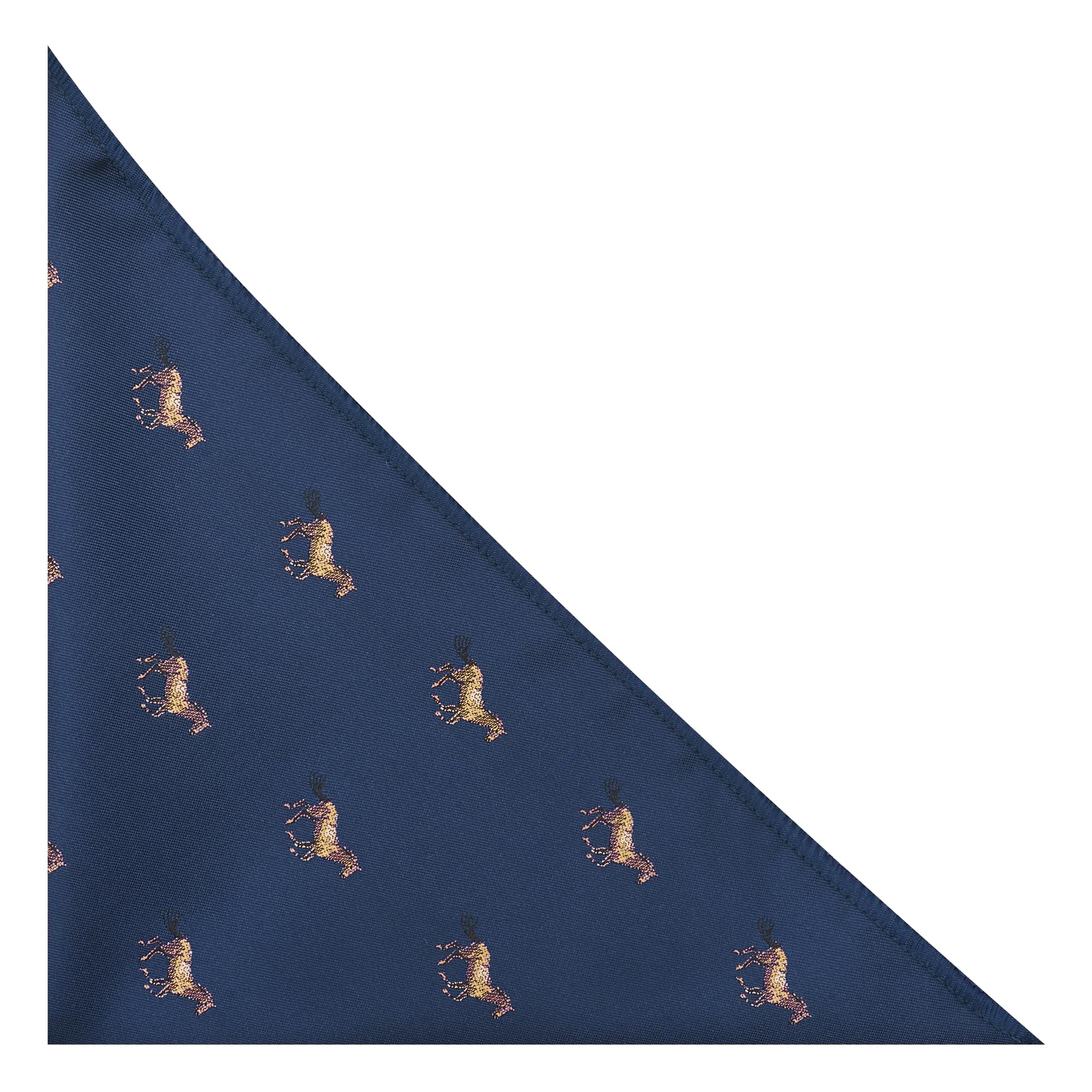 King & Priory Navy Blue Embroidered Horse Pocket Square, Handkerchief