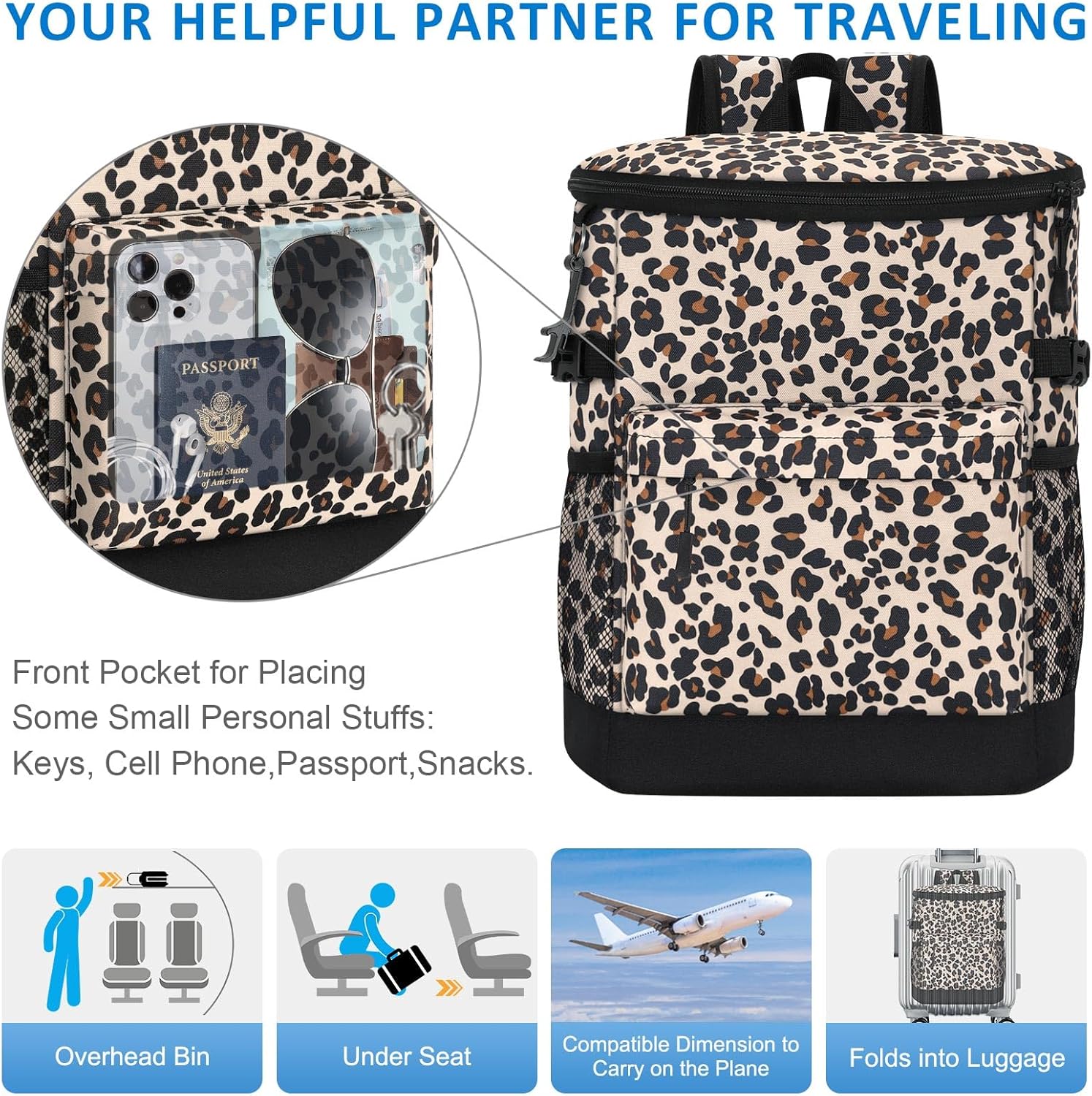 Tenot Cooler Backpack 33 Cans Backpack Coolers Insulated Leak Proof Soft Beach Cooler Bag for Men Women Ice Chest Backpack Camping Hiking Picnic Travel Cooler Lunch Backpack