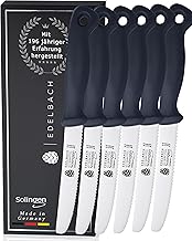 Edelbach Solingen Küchenmesser Set | 'Perfect' Frühstücksmesser m. Wellenschliff | Ultrascharf Messerset Made in Germany | Frühstücksmesser, Steakmesser, Brötchenmesser (6er Frühstücksmesser Set)