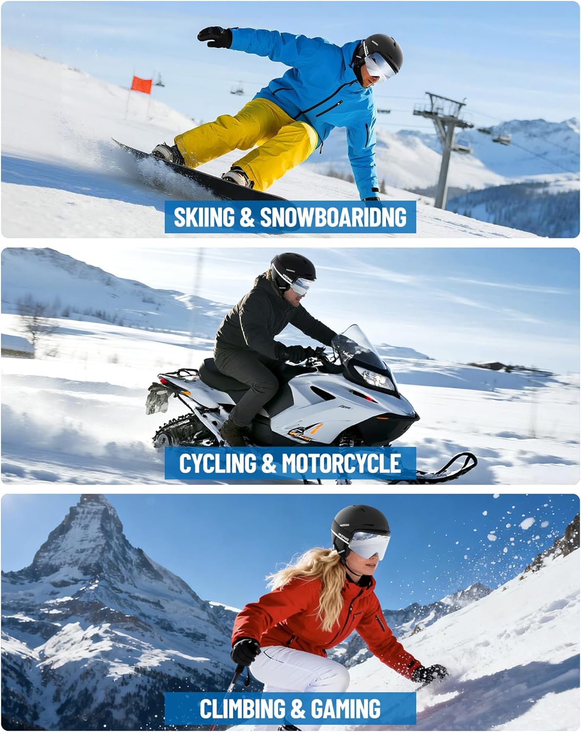 Innerking Ski/Snowboard Goggles OTG for Men Women & Youth - Over Glasses Snow Sports Goggles Anti Fog 100% UV400 Protection - Image 9