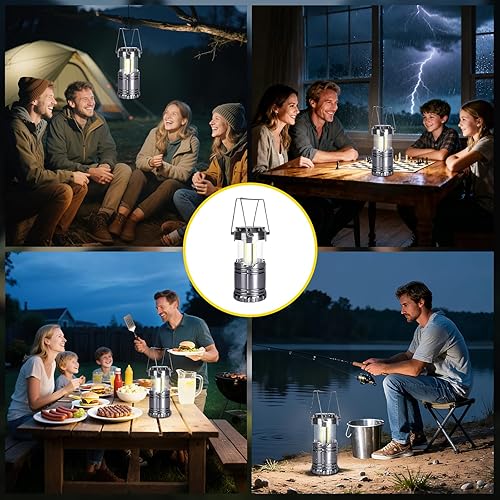 Miniatura 6 de KUNHE Paquete de 60 faroles LED para campamento, funciona con pilas (incluye 180 pilas alcalinas AA), 350 lúmenes, IPX4, luz impermeable para cortes