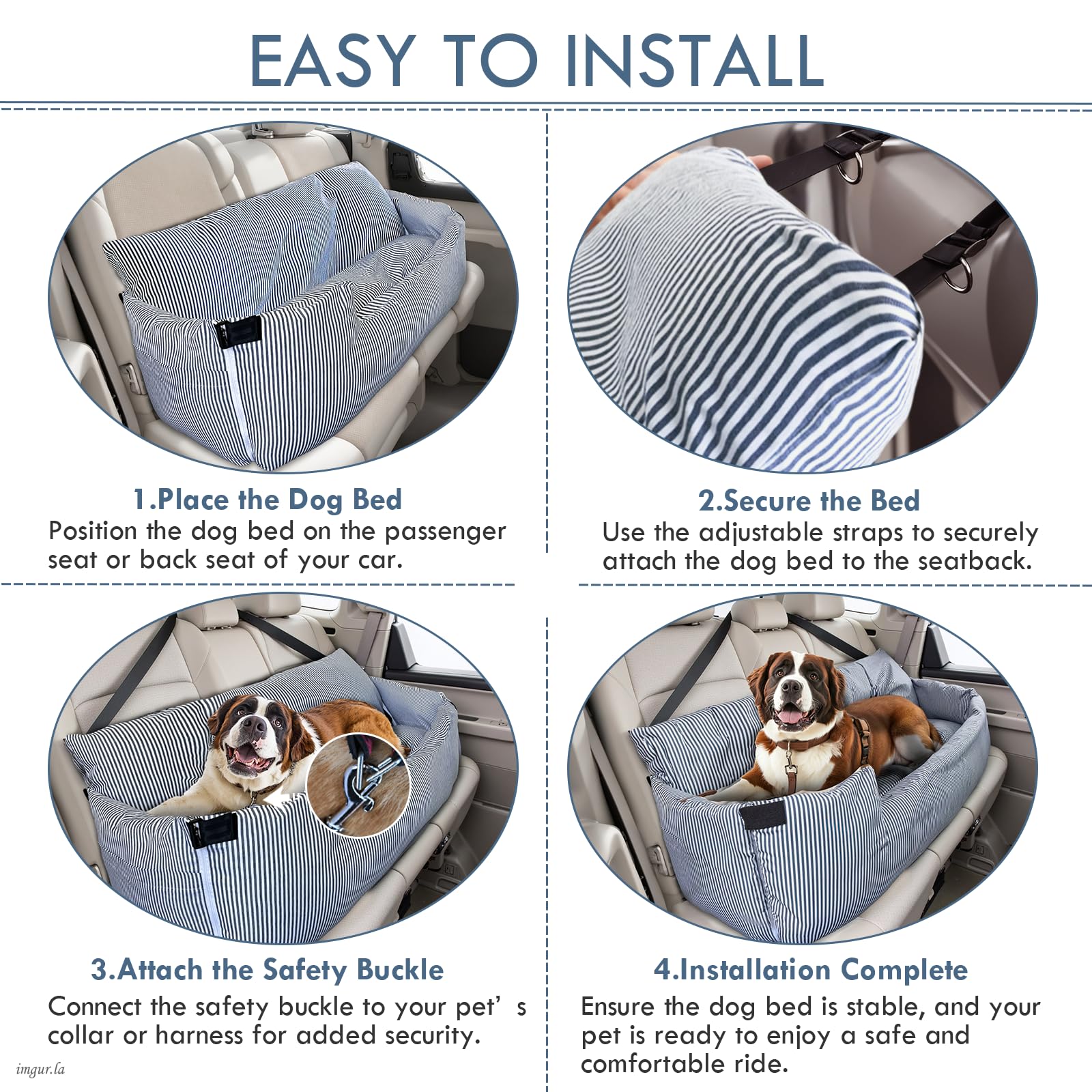 Siège auto pour chiens de grande taille jusqu'à 36 kg, lavable, pour banquette arrière de voiture, portable, avec 2 laisses de sécurité et support antidérapant