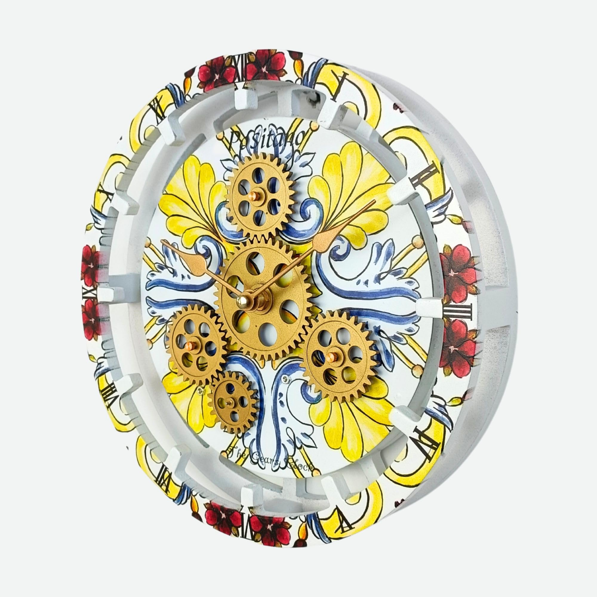 The Gears Clock - 10 Inch Italy Collection Moving Gears Desk Or Wall Clock, Amalfi Coast Design - View #8