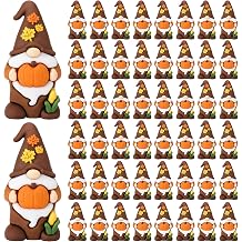 Chumia 50 Pcs Mini Fall Gnome Figurine Tiny Thanksgiving Leprechaun Statue