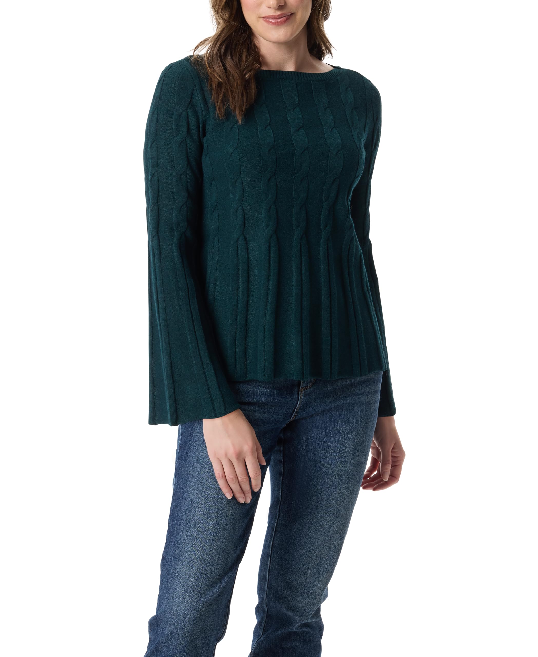 Gloria Vanderbilt Womens Maren Boat Neck Cable Sweater Pullover Standard