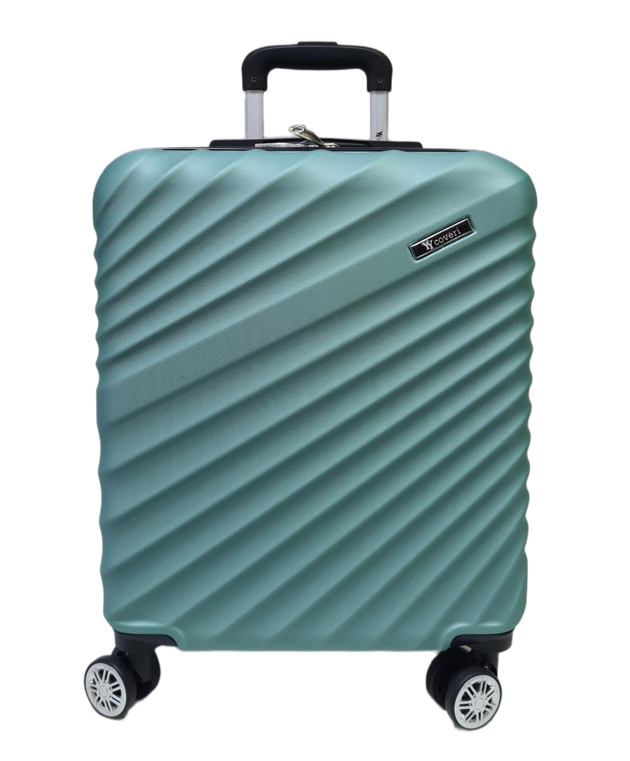 COVERI COLLECTION Trolley Rigido Bagaglio a Mano, KG 2,5, 55x40x20 cm, 37 Litri, 4 Ruote Doppie Girevoli 360°, Chiusura Combinazione, approvato dalla maggior parte delle compagnie (VERDE CHIARO)
