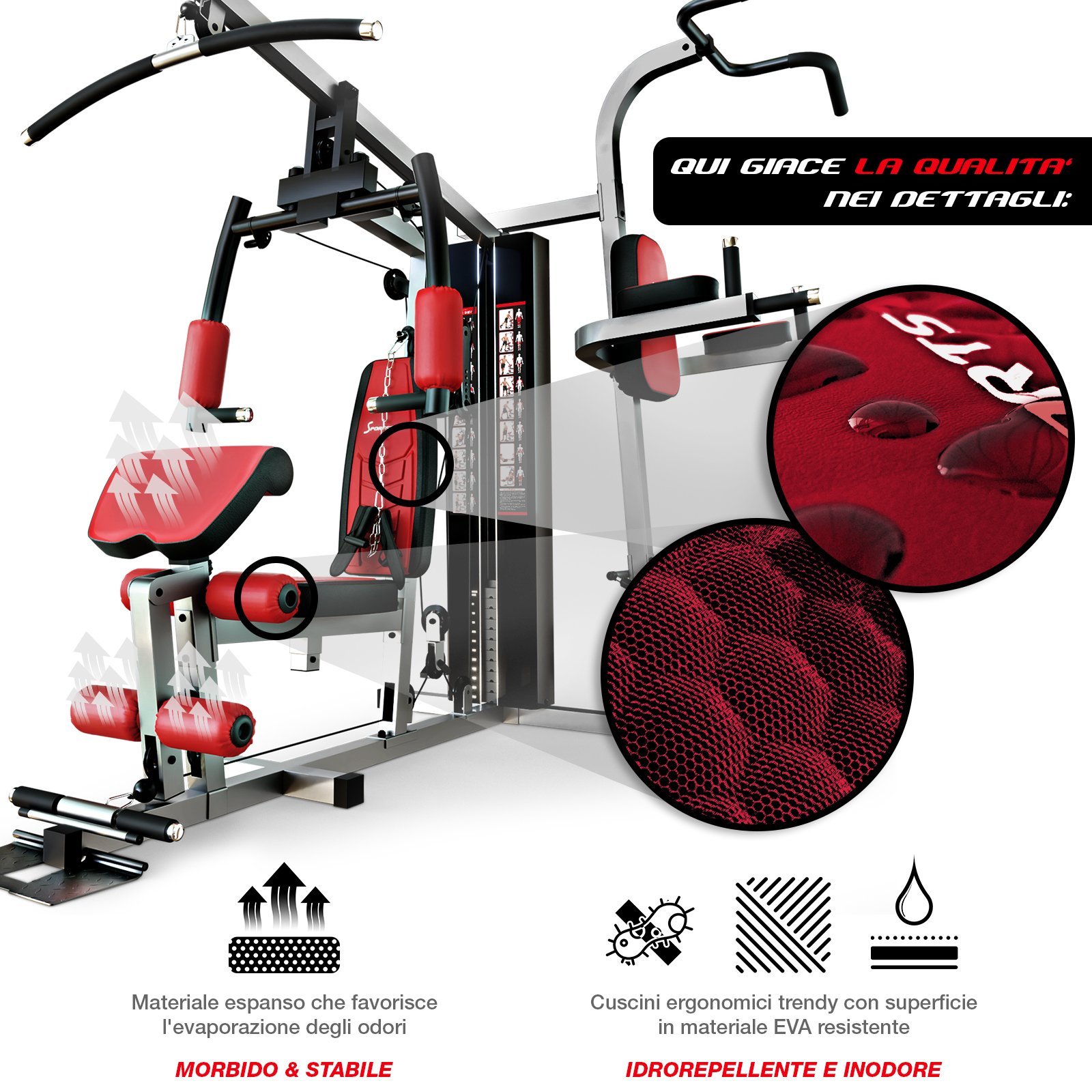 Sportstech HGX100/HGX200/HGX300 - Stazione di Forza Premium per Innumerevoli Varianti d'Allenamento, Palestra Multifunzionale per Casa con Scalatore o Pressa per Le Gambe, Realizzata in Materiale Eva