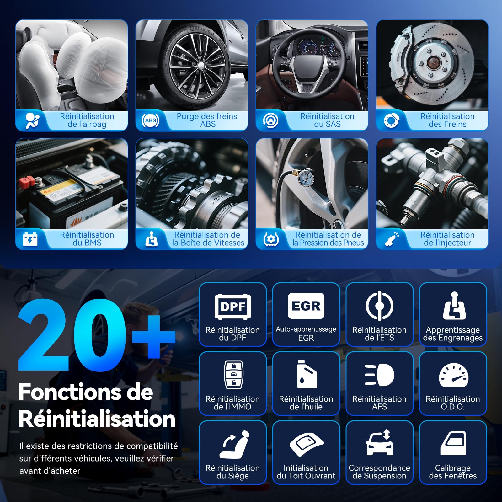 MUCAR 682 Diagnostic Intelligent par IA Valise Diagnostic Auto, Diagnostic Complet du Système, Tests Actifs Bidirectionnels, 20 Réinitialisations, Guide V.A.G, FCA AutoAuth, CANFD (MUCAR 682-FR)