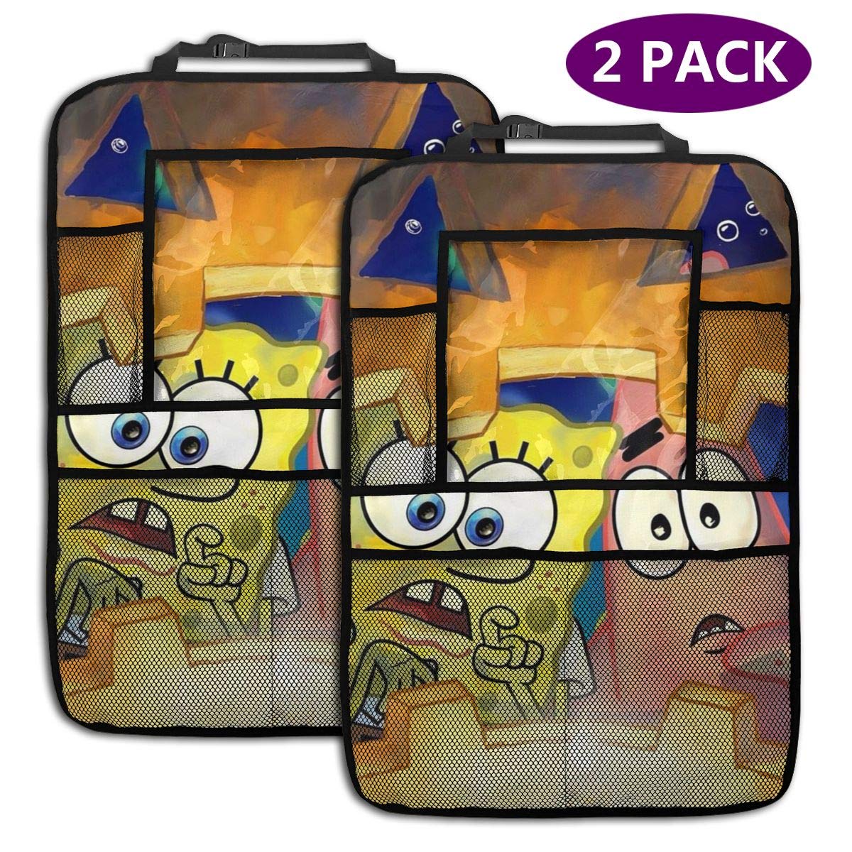 Spongebob and Patrick Back Seat Kick Mat for Kids, 2 Pack