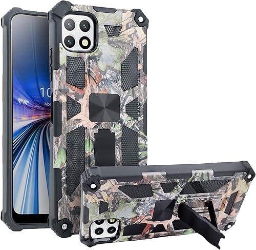 Compatible con Boost Celero 5G (Boost Mobile) Samsung Galaxy A22 5G con vidrio templado, funda delgada de grado militar con soporte magnético para