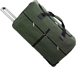NISUN Canvas 90 Liter Large Strong Travel Luggage Duffel Storage Bag with Six Wheels & Front Transparent Pocket (Blue,73 x... Price In India