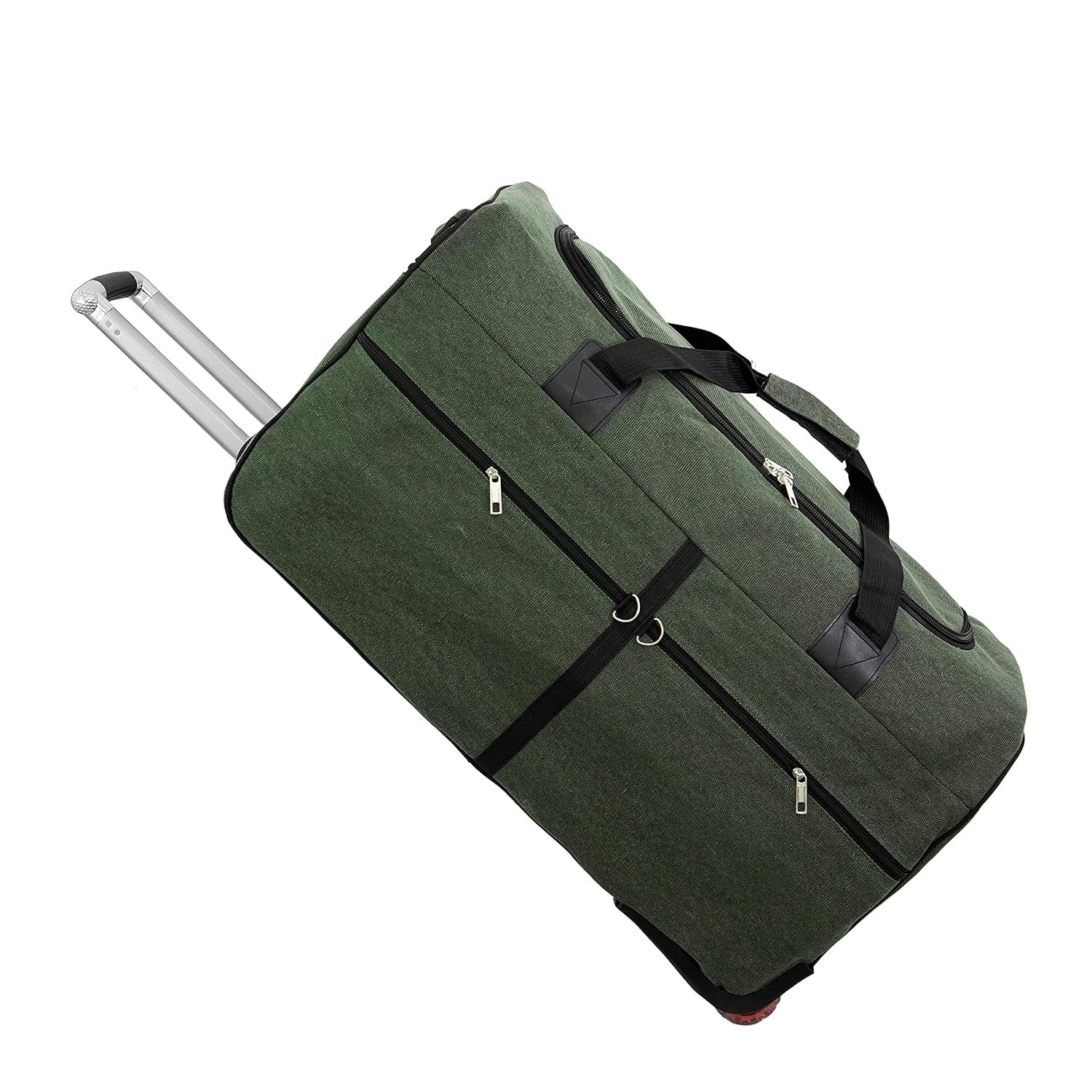 NISUN Canvas 90 Liter Large Strong Travel Luggage Duffel Storage Bag with Six Wheels & Front Transparent Pocket (Blue,73 x... - Review, Price and Buying Guide