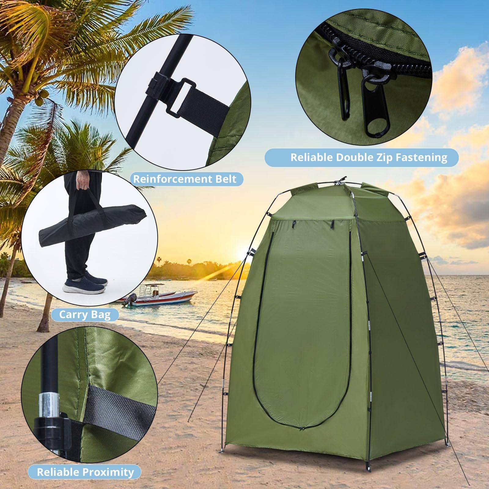 LEMROE Tente de plage avec sac de transport - Tente de douche étanche - Tente de toilette mobile pour le camping, la randonnée, l'extérieur - Tente pop-up